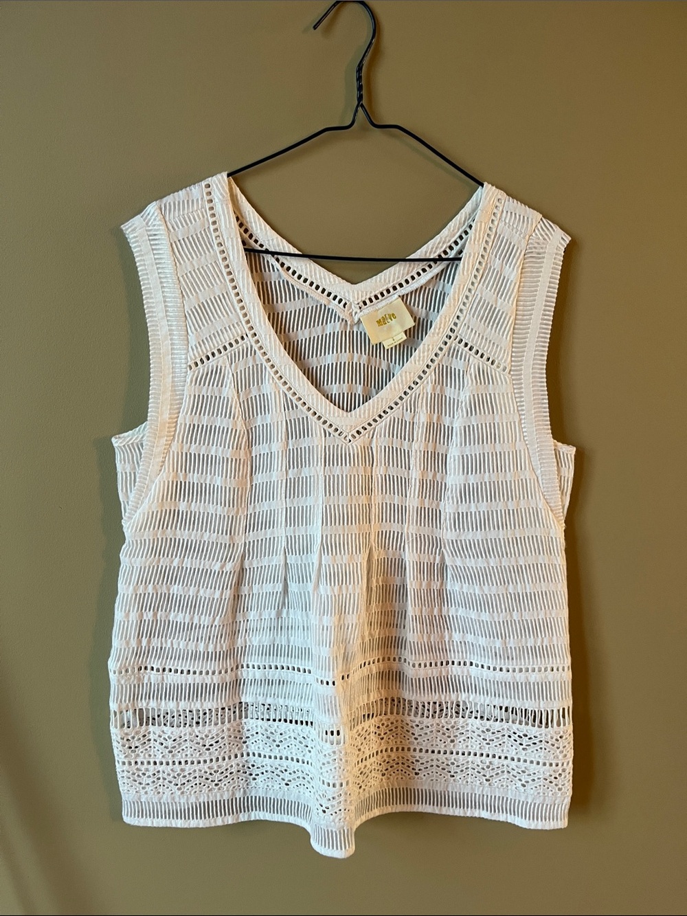 Maeve White Crochet V-Neck Tank Top